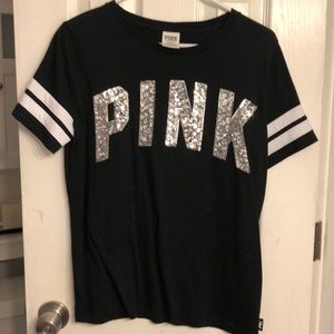 Women’s PINK sequined short sleeve T-shirt